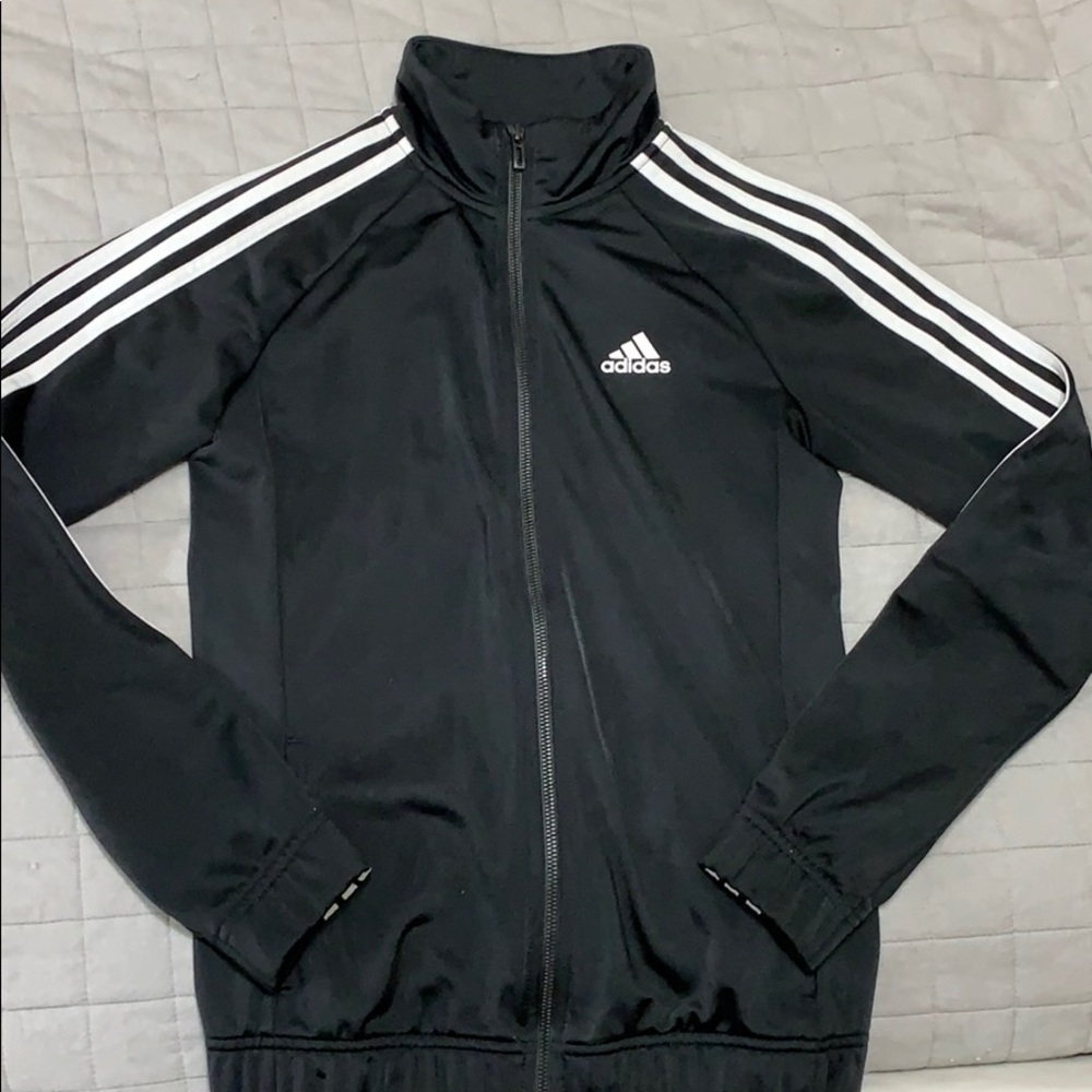 Black and White Striped Adidas Jacket